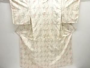 アンティーク　風車模様織り出し手織り紬着物